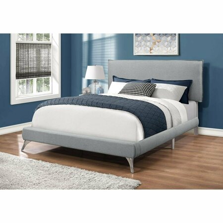 DAPHNES DINNETTE Grey Linen Bed with Chrome Legs - Queen Size DA2451382